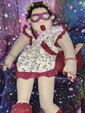 Vintage 70s/80s Soft Sculpture "Ugly Grandma" Doll - Superhero Kitsch! 🦸‍♀️🍒